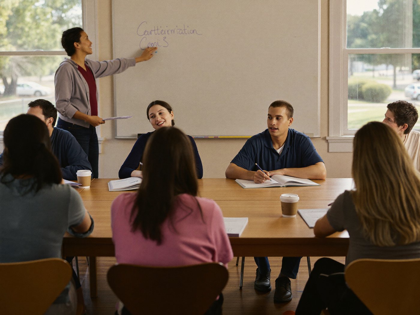 Adult students in a pharmacy technician certification class
